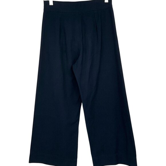 SBJ Austin Size 2 Women's Angela Pants Navy Blue Button Wide Leg 100% Cotton - Picture 4 of 7